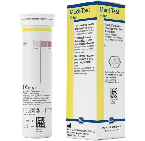 Bandelettes urinaires cétones MN 270, negatif ou positif 3 niveaux, certifié CE, d'après IVD directi