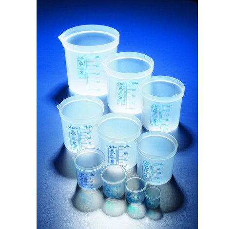 Becher forme basse PP, gradue imprime bleu 2000ml