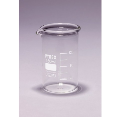 Becher forme haute, 150 ml, en verre borosilicate Pyrex, a usage intensif