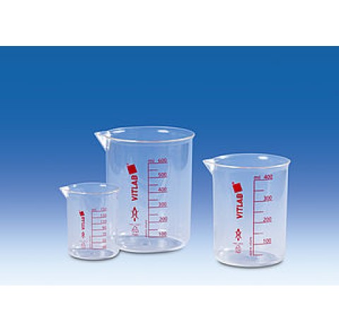 Becher VITLAB PMP gradue rouge  500ml subdivision de graduation : 50 diametre externe 94mm hauteur 1