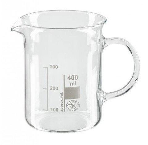 Becher 400 ml forme basse avec anse verre Pyrex Dim. Haut : 110 mm diam ext 80mm