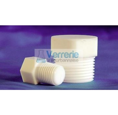 ecrou Pour adapter la taille du port 3/4 NPT PTFE pur, Blanking Nut Pieces en Fluoropolymere PTFE co