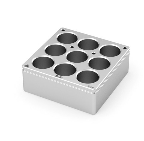 Bloc chauffant 9 postes  diametre de trous 20,5 mm , volume : 16 ml , dimensions: 79x79 mm
