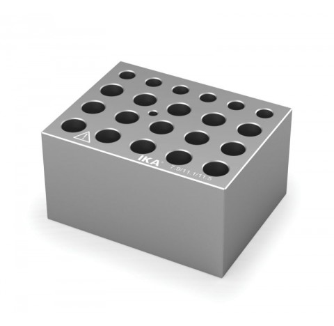 Block pour assortiments de tubes a essai pour 0,5 ml , 1,5 ml et 2 ml , 6 trous diam 7,9 mm prof 27,