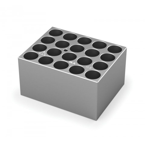 Block pour fioles 15,8 mm 20 trous , diametre des trous 15,8 mm profondeur des trous 35 mm , dimensi