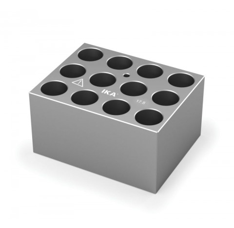 Block pour fioles 17 mm 12 trous , diametre des trous 17,8 mm profondeur des trous 45 mm , dimension
