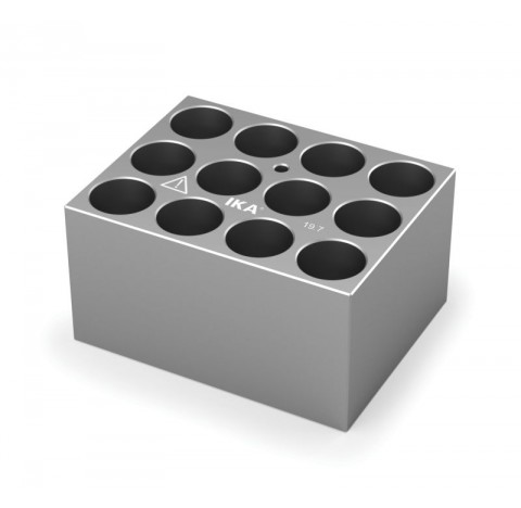 Block pour fioles 19 mm 12 trous , diametre des trous 19,7 mm profondeur des trous 45 mm , dimension