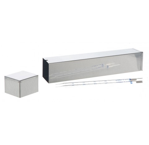 Boite a pipette carre 70x70mm longueur totale 490mm longueur int 482mm avec couvercle en inox