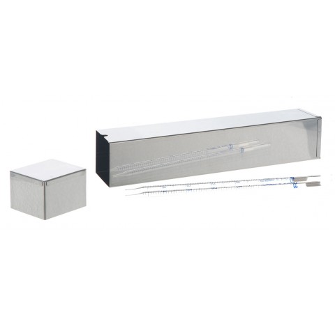 Boite a pipette carre 70x70mm longueur totale 290mm longueur int 282mm avec couvercle en inox