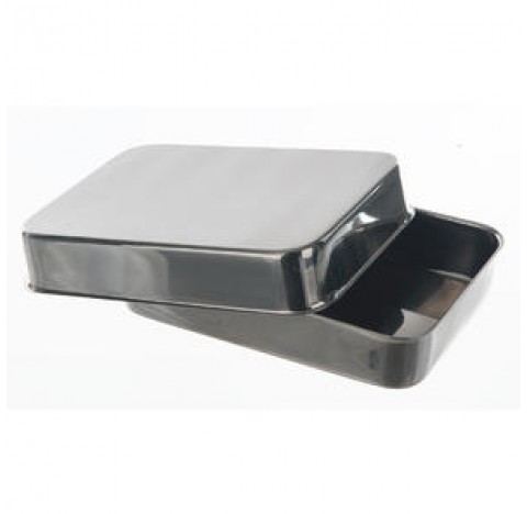 Boite rectangulaire inox 210x150mm hauteur 40mm angles arrondis pour instruments medicaux