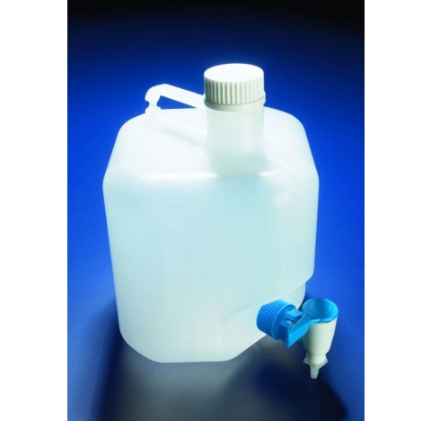 Bonbonne Polypropylene avec robinet 20 litres largeur 350mm hauteur 420mm avec poignee filetage 80