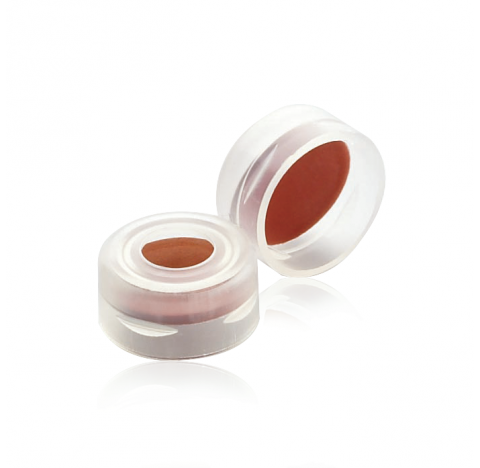 Bouchon a pression naturel avec septa 0,002 PTFE/0,038 caoutchouc rouge, diametre 11 mm (Boite de 10