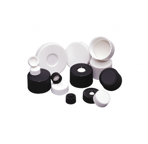 Bouchon visse Microlink, haut plein, 70-400, polypropylene blanc, joint PP/silicone/PTFE, autoclavab