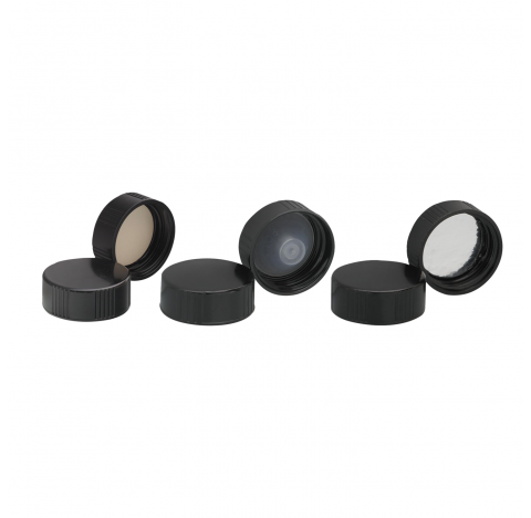 Bouchon visse phenolique noir avec joint conique PE, taille 38-430 (Boite de 100)