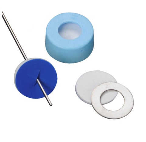 Bouchon a pression a joint torique metallique SnapTin, 11 mm, avec septa PTFE/silicone prefendus, bl