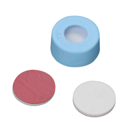 Bouchon a pression 11 mm avec septa PTFE/silicone, bleu clair, EVA (Boite de 100)