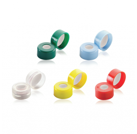 Bouchon a pression naturel avec septa 0,002 PTFE/0,036 silicone/0,002 PTFE rouge prefendus, diametre
