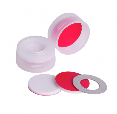 Bouchon a pression a joint torique metallique SnapTin, 11 mm, avec septa PTFE/silicone, naturel, EVA