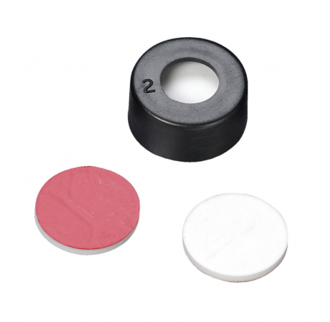 Bouchon a pression 11 mm avec septa PTFE/silicone, noir, EVA (Boite de 100)