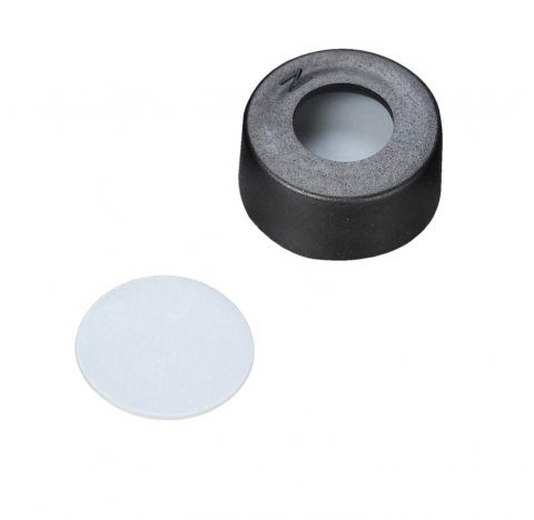 Bouchon a pression 11 mm avec septa a disque PTFE, noir, EVA (Boite de 100)