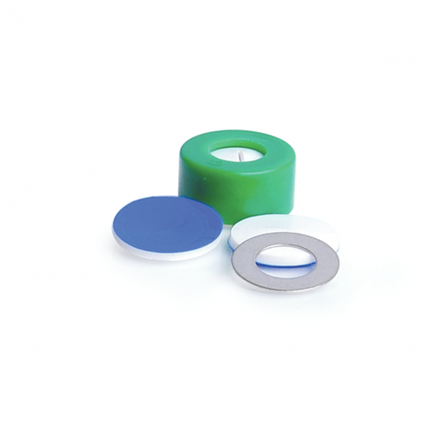 Bouchon a pression a joint torique metallique SnapTin, 11 mm, avec septa PTFE/silicone prefendus, ve