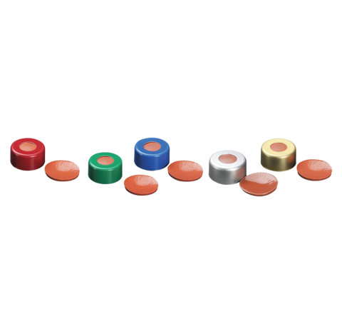 Scellage a sertir en aluminium 11 mm, argent, avec septa ETFE/silicone rouge brule (Boite de 100)