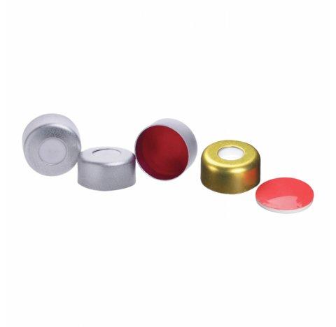 Scellage a sertir en aluminium 11 mm, argent, avec septa PTFE/silicone 0,040'' (Boite de 100)