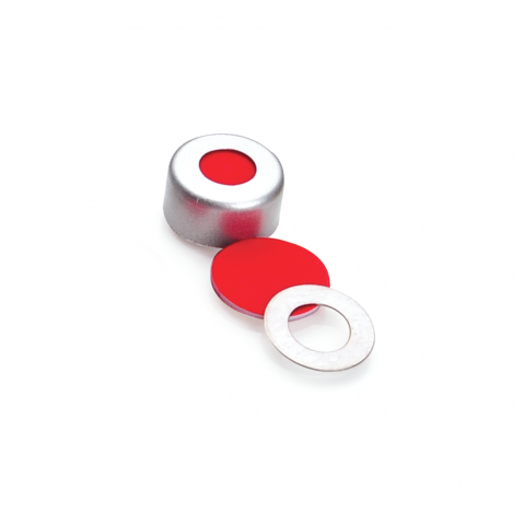 Scellage a sertir a joint torique metallique AlumiTin, 11 mm, argent, avec septa PTFE/silicone 0,040