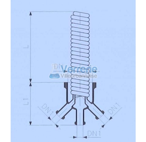 Serpentin chauffant immersion en verre DN 300 PZ et DN(1) 25 KZA longueur totale 280 mm Longueur ser