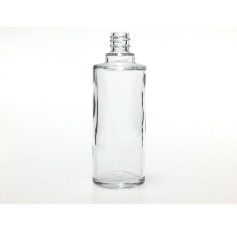 Bouillotte ronde 50 ml en verre blanc bague EUR4, flacon cosmetique en verre