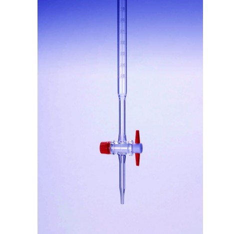 Burette a voie unique cle PTFE, 10ml, Classe B