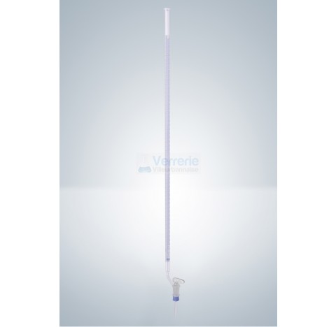 Burette 50ml subdivision : 0,1 ml classe B robinet coude cle verre graduation bleue DIN EN ISO 385 v