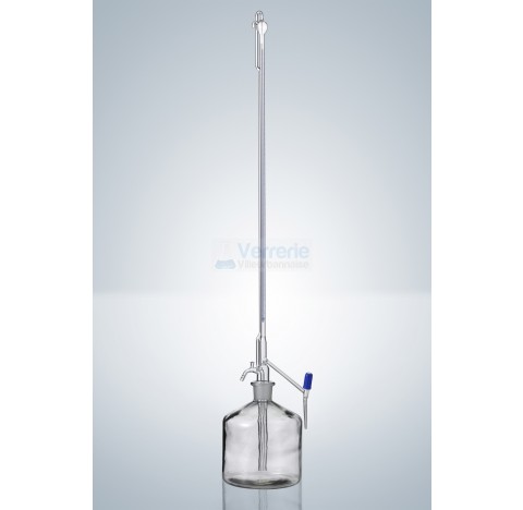 Burette de Pellet auto. 10ml subdivision : 0,02 ml classe B robinet cle PTFE graduation bleue DIN EN