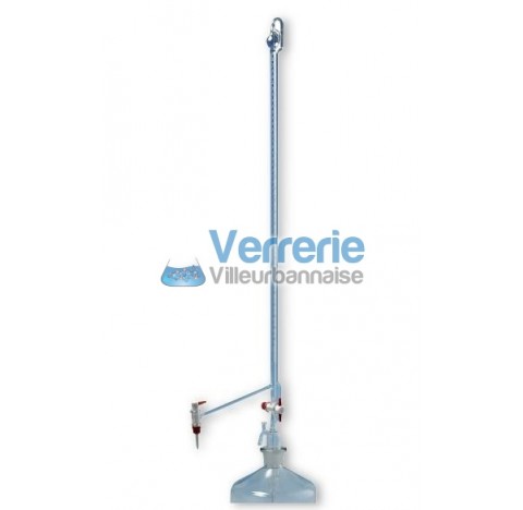 Burette de Pellet 50ml precision 1/10ml bande email , robinet PTFE Classe AS ISO385 livre sans flaco