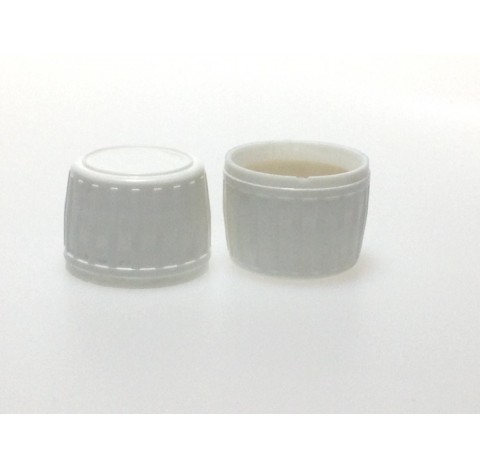 Capsule PP28 Vistop inviolable en polypropylene blanc, avec joint PTFE