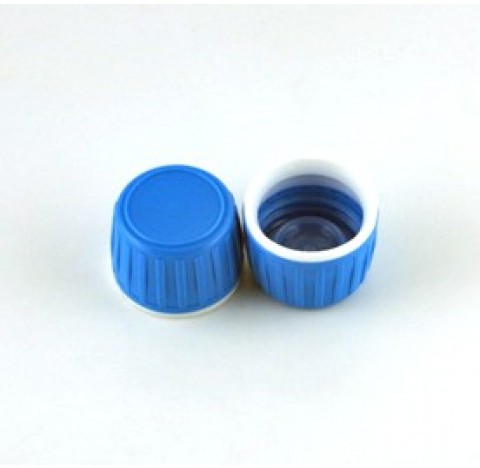 Capsule PP28 Vistop inviolable en polyethylene bleu avec joint en polyethylene et obturateur