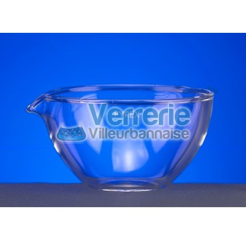 Capsule d'evaporation 600ml avec bec en verre Pyrex Diam. Ext 140mm Haut. 80mm