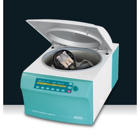 Centrifugeuse Zentrimix 380 R 6x 50 ml ou 40 x 2 ml, vitesse maxi : 1500 rpm ou 2500 rpm, ACR max: 3