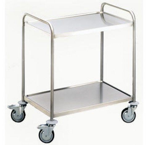 Chariot inox 900x600 haut totale 940mm 2 plateaux dim: 800x500mm espace 550mm 40kg max/plateau 2 rou