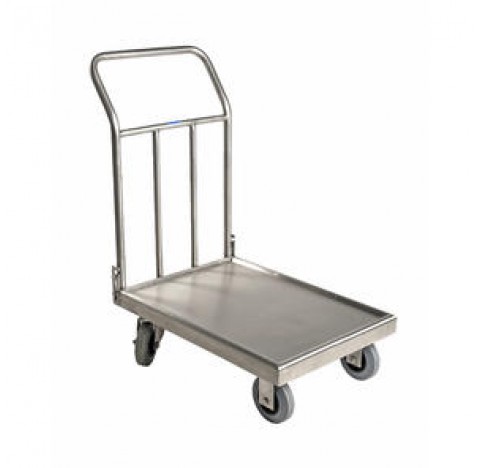 Chariot inox 785x450 hauteur 850mm 300 kg max 2 roues guidables , chariot soude