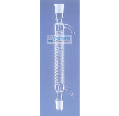 Refrigerant / condenseur a serpentin longueur utile 600 mm rodages male et femelle 29/32 olives en v