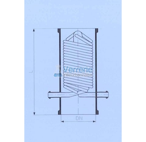 Serpentin refroidisseur et chauffant DN 200 PZ longueur 500mm surface d'echange 1m2 passage serpenti