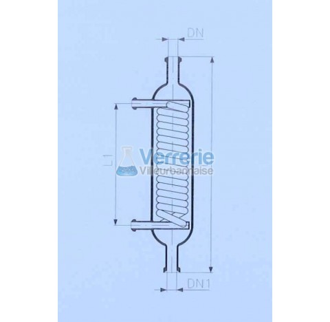 Serpentin apres refroidisseur verre 2 X DN 50 KZA Longueur totale 800mm longueur serpentin 575 mm su