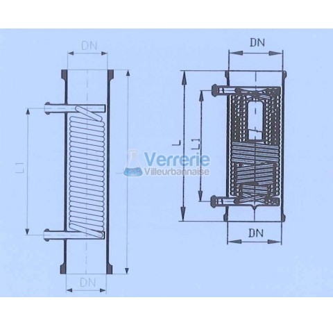 Serpentin refroidisseur DN 200 PZ Longueur totale 650 mm longueur de serpentin 425 mm surface d'echa