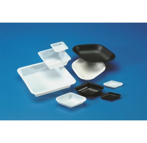 Coupelle de pesée DS 100ml blanche polystyrene anti-choc (X250)  dimensions 96x134.5x18.5mmmm poids 
