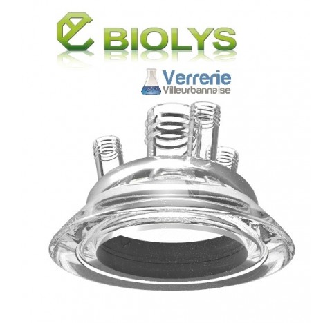 Couvercle DN60 avec un filetage GL25 central et 3x GL14 inclinés Pression maximum : 1,5 Bars Verre P