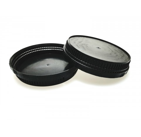 Couvercle de pot a creme CI96 en PEHD noir inviolable encliquetable