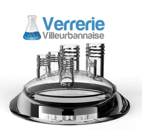 Couvercle de réacteur DN100 Schott filetage central GL25 ,un filetage GL25 droit , 2 filetages GL18 