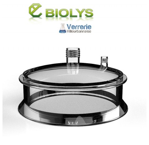 Couvercle de réacteur DN200 Schott, GL32 central et GL18 droit, en verre borosilicate