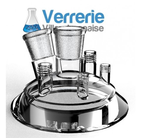 Couvercle de réacteur DN100 Schott rodage central 29/32, un rodage incliné 29/32, 2 X pas de vis GL1